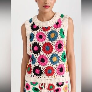 Farm Rio Multi Circles Crochet Sweater Vest